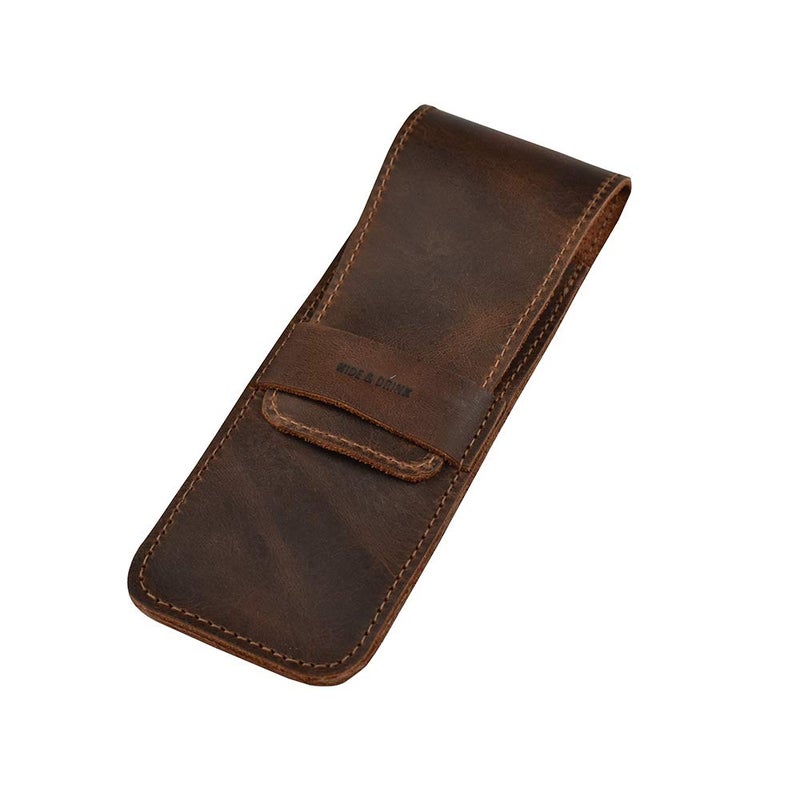 Hide & Drink, Pen Case Holder, Multi Pen Pouch, Protective Sleeve, Rustic Pouch, Office Essentials, Full Grain Leather, Handmade, Bourbon Brown - Image 4